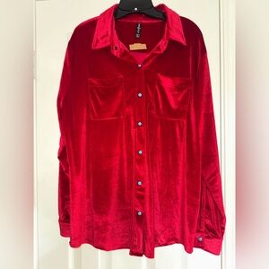 NWT Red Velvet Button-Down Shirt